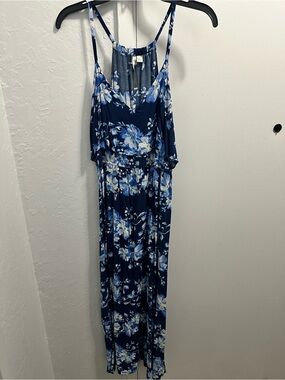 LC Lauren Conrad Blue and White Floral Maxi Dress
